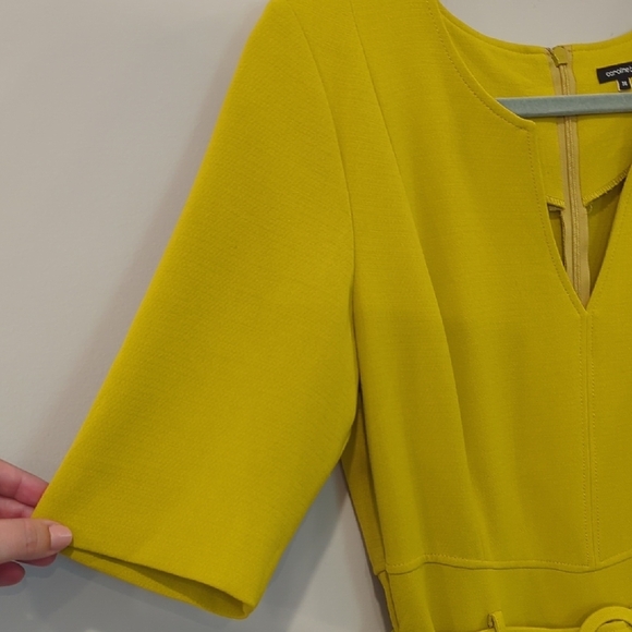 Caroline Biss Dress Chartruese Belted Tailored size 38 - Picture 5 of 13